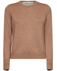 Blanca Vita - Ribbed-Trim Crew Neck Sweater - Lyst