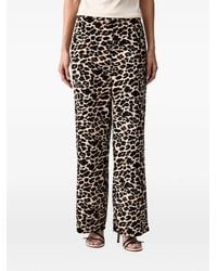 Morgan - Leopard-Print Wide-Leg Trousers - Lyst