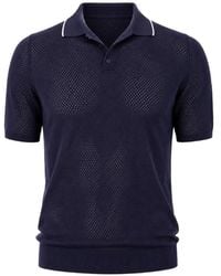 Amaranto - Perforated-Knit Polo Shirt - Lyst