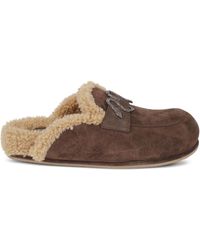 Rene Caovilla - Embellished Shearling Mules - Lyst