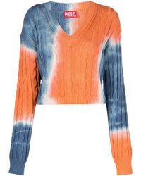 DIESEL - Tie-dye Jumper In Cable-knit Cotton - Lyst