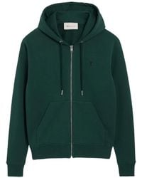 Ami Paris - Drawstring Kangaroo Pocket Zip-Up Hoodie Sweater - Lyst