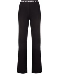 Off-White c/o Virgil Abloh - Logo-Tape Ribbed-Knit Trousers - Lyst