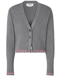 Thom Browne - Pointelle Rib Stitch Cardigan - Lyst