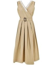 Weekend by Maxmara - Belted Pleated Midi Dress - Lyst