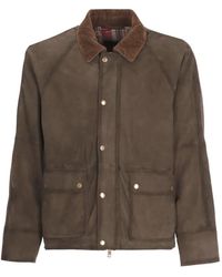 The Jack Leathers - Norfolk Corduroy-Collar Suede Jacket - Lyst