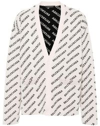 Balenciaga - Cardigan mit Intarsien-Logo - Lyst