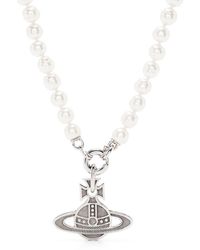 Vivienne Westwood Perlenkette mit Logo-Anhänger - Weiß