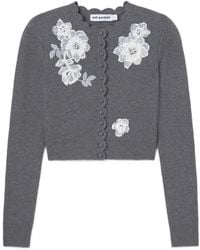 Self-Portrait - Cardigan En Maille À Fleurs En Dentelle - Lyst