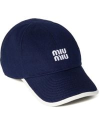 Miu Miu - Drill Baseballkappe Mit Logo-Verzierung - Lyst