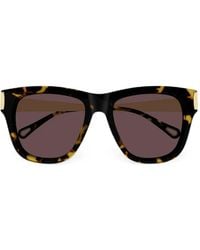 Chloé - Tortoiseshell-Effect Square-Frame Sunglasses - Lyst