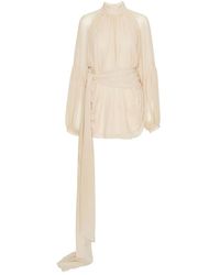 ROTATE BIRGER CHRISTENSEN - Chiffon Dress With Shoulder Straps And Tie - Lyst