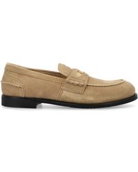 Miu Miu - Logo-Plaque Suede Loafers - Lyst