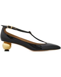 Ferragamo - Heel-Detail Leather Pumps - Lyst