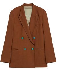 A PAPER KID - Linnen Double-Breasted Blazer - Lyst