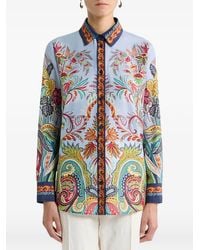 Etro - Button-Down Katoenen Blouse Met Paisley-Print - Lyst