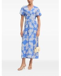 Lola Casademunt - Damask-Print Twist-Detail Midi Dress - Lyst