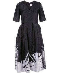 Carolina Herrera Vestido acampanado con estampado floral - Negro