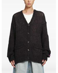 Maison Margiela - Velvet-Patch Long-Sleeve Cardigan - Lyst
