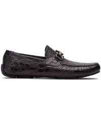 Ferragamo - Crocodile-Effect Leather Loafers - Lyst