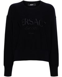 Versace - Fein gestrickter Pullover mit Logo - Lyst