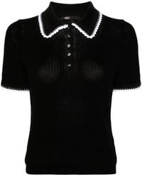 Maje - Gestricktes Poloshirt Mit Häkelbesatz - Lyst