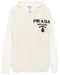 Prada - Sudadera con capucha y logo en intarsia - Lyst