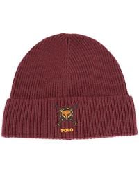 Polo Ralph Lauren - Embroidered Rib-Knit Beanie Hat - Lyst