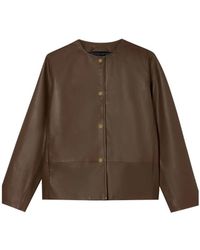 Brooks Brothers - Collarless Leather Jacket - Lyst