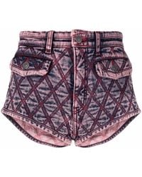 DIESEL - Contrast-Stitching Flap-Pockets Denim Shorts - Lyst