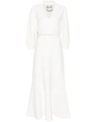Roland Mouret - Robe Ceinturée À Col V - Lyst