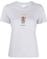 Maison Kitsuné - T-shirt en coton à logo imprimé - Lyst