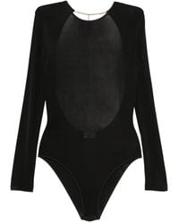 Saint Laurent - Open-Back Logo-Pendant Bodysuit - Lyst