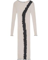OperaSPORT - Robe Mi-Longue Nervurée À Ourlet Volanté - Lyst