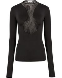 Nina Ricci - Top Met Kanten Vlakken En Lange Mouwen - Lyst