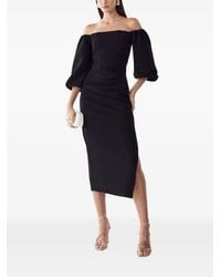 BWLDR - Off-Shoulder Puff-Sleeve Midi Dress - Lyst