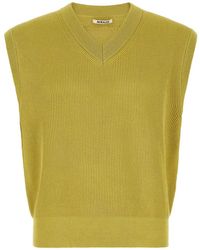 AURALEE - Ribbed-Knit V-Neck Vest - Lyst