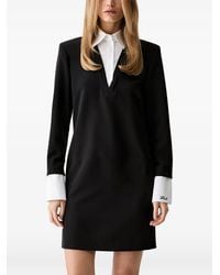 KARL LAGERFELD - Robe Courte À Col Contrastant En V - Lyst