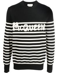 Alexander McQueen - Logo-knit Striped Cotton Jumper - Lyst