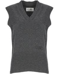 MM6 by Maison Margiela - Merino Wool Knitted Gilet - Lyst