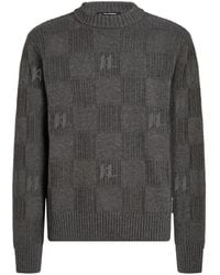 KARL LAGERFELD - Monogram Checked Knitted Sweater - Lyst