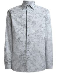 Etro - Cotton Jacquard Shirt With Floral Paisley Motif - Lyst