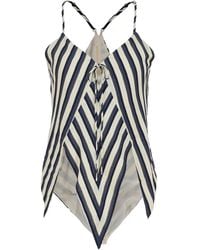 Rosie Assoulin - V-Neck Chevron-Striped Top - Lyst