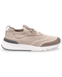 Brunello Cucinelli - Techno Cotton Knit Runners With Heat-bonded Details - Lyst