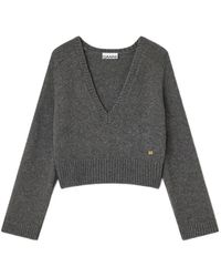 Ganni - Deep V-Neck Sweater - Lyst