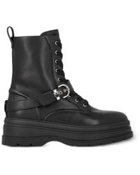 Pinko - Buckle-Strap Lace-Up Boots - Lyst
