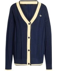adidas - Contrast-Trim Ribbed Cardigan - Lyst