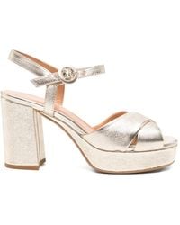 Julie Dee - Platform-Heel Crossover-Strap Sandals - Lyst