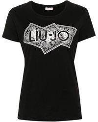 Liu Jo - T-Shirt mit Strassverzierung - Lyst