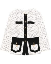 Elisabetta Franchi - Geknöpfte Jacke aus Krepp mit geometrischem Muster - Lyst